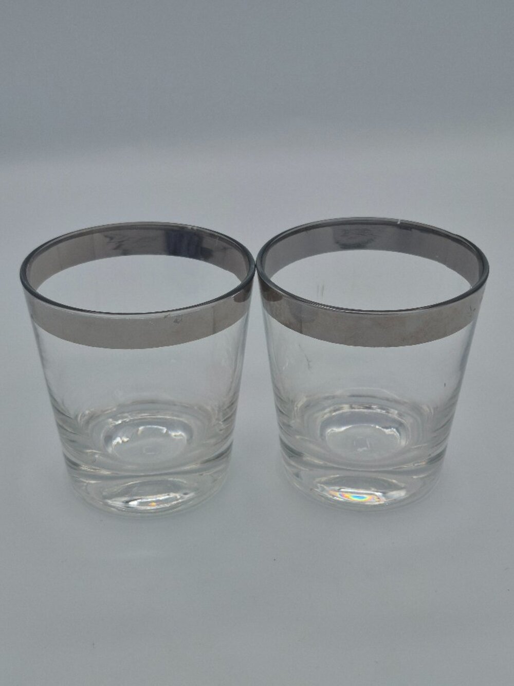 Vintage MCM Dorothy Thorpe Platinum Band Highball Glass Set (2)